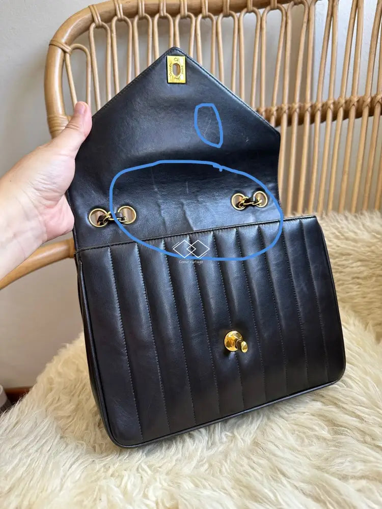 Chanel Black Vertical Chevron Lambskin Flap Bag