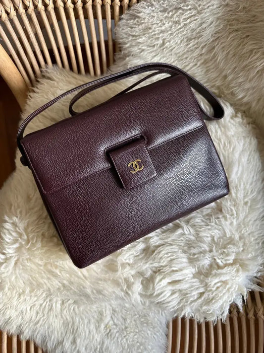 Chanel Burgundy Red Caviar Messenger Bag