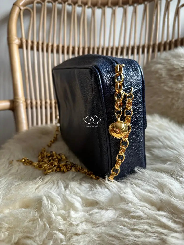 Chanel Deep Blue Caviar Camera Bag With 24K Bijoux Gold Hardware