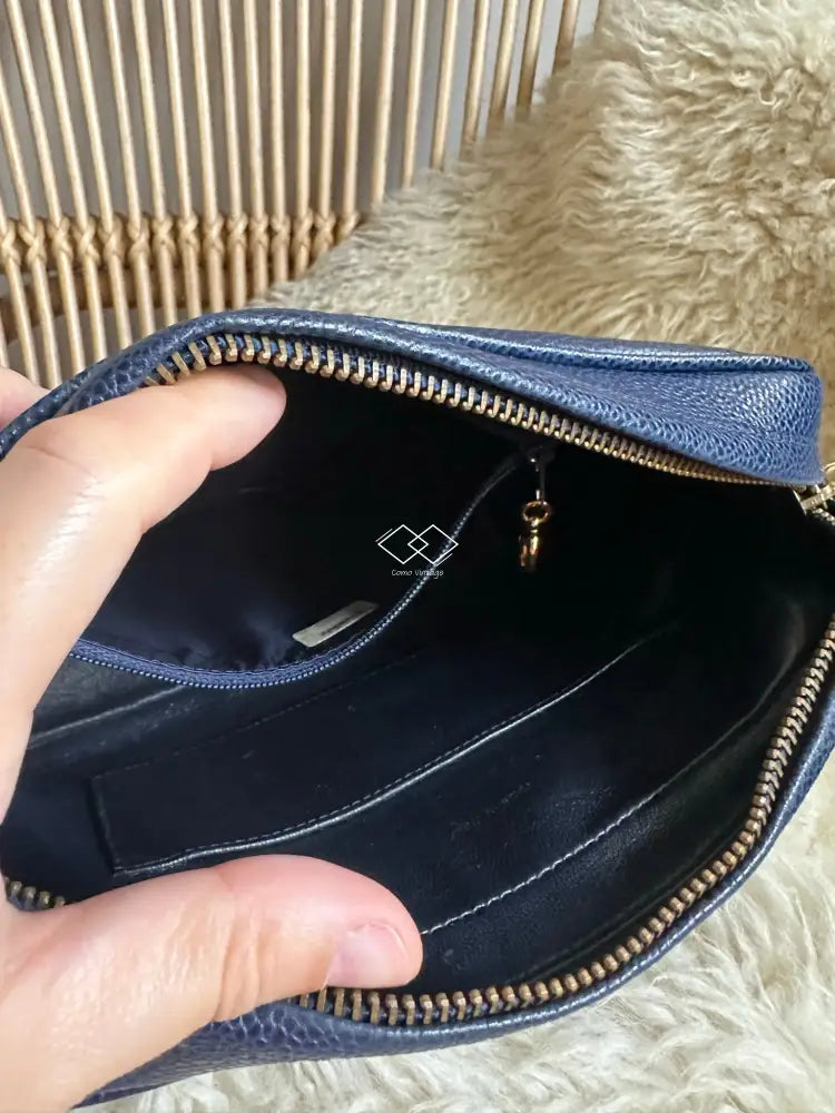 Chanel Deep Blue Caviar Camera Bag With 24K Bijoux Gold Hardware
