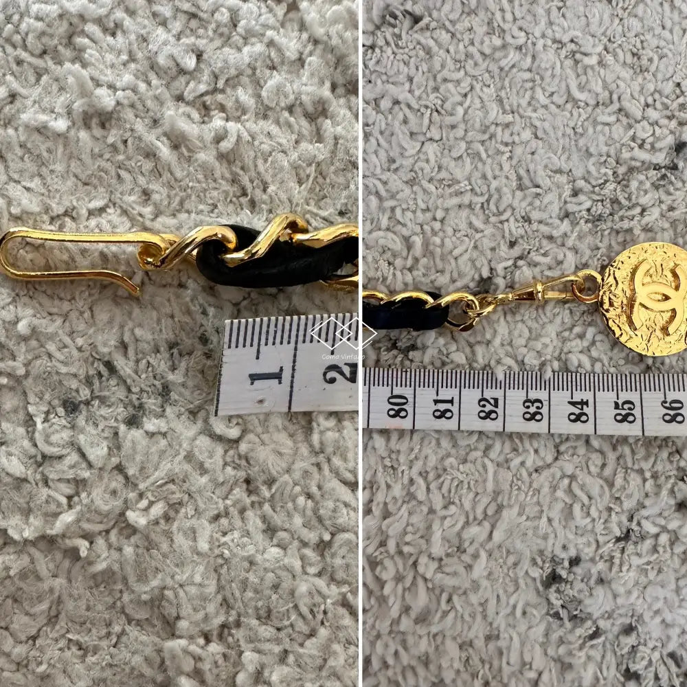 Chanel Gold Chain Black Leather Belt