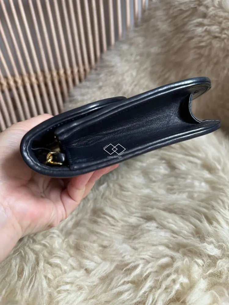 Chanel Navy Blue Quilted Lambskin Crossbody / Clutch Paris Limited Lock Design