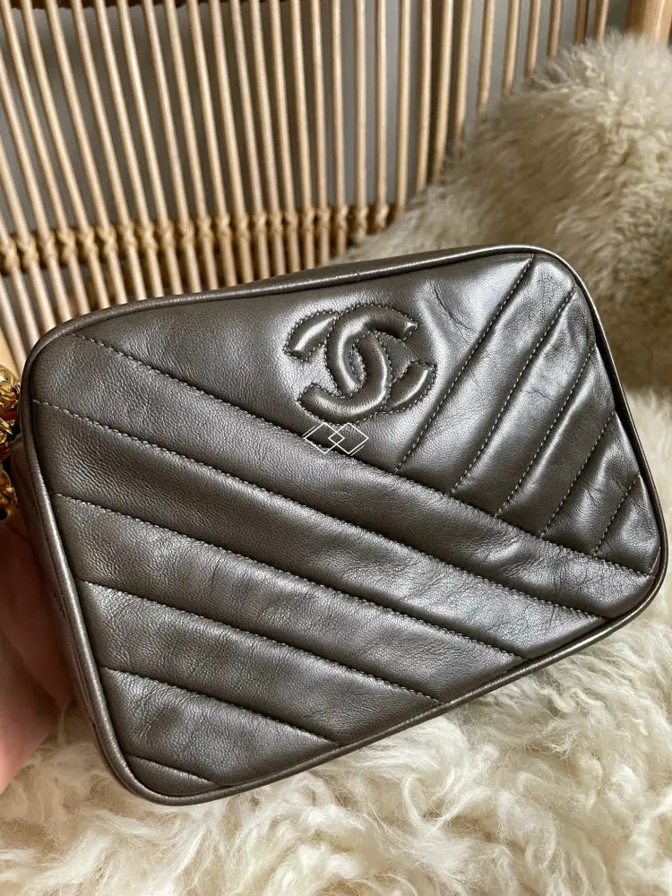 Chanel Olive Green Lambskin Camera Bag 24K Gold Bijoux