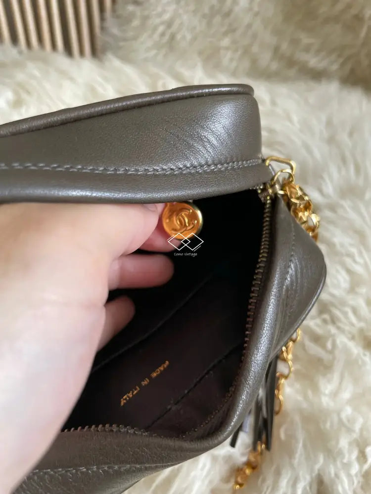 Chanel Olive Green Lambskin Camera Bag 24K Gold Bijoux