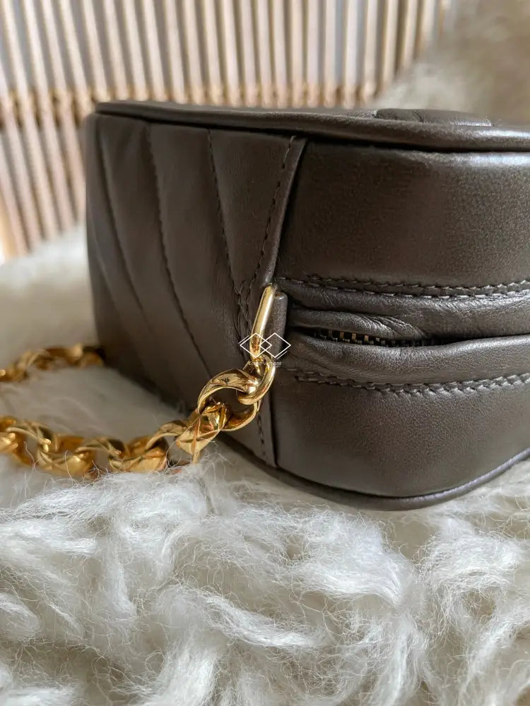 Chanel Olive Green Lambskin Camera Bag 24K Gold Bijoux