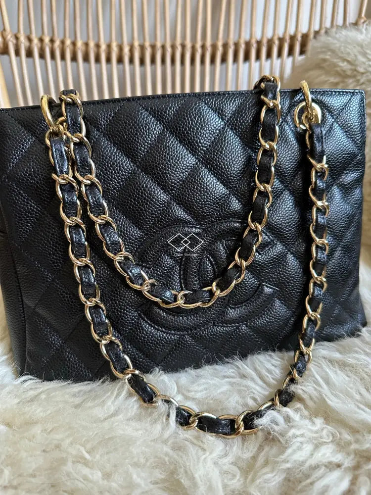 Chanel Petite Timeless Tote PTT Black Caviar Tote Gold Hardware