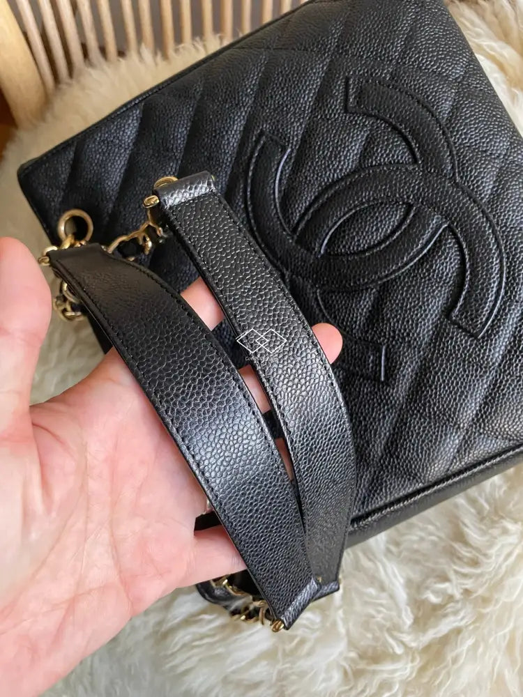 Chanel Pst Black Caviar Tote Gold Hardware - Full Set