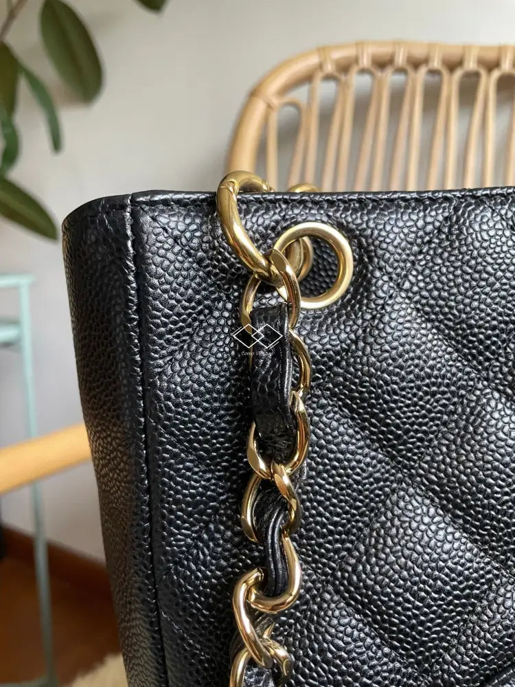 Chanel Pst Black Caviar Tote Gold Hardware - Full Set