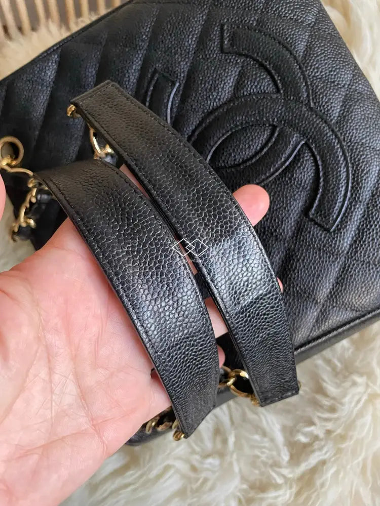 Chanel Pst Black Caviar Tote Gold Hardware - Full Set