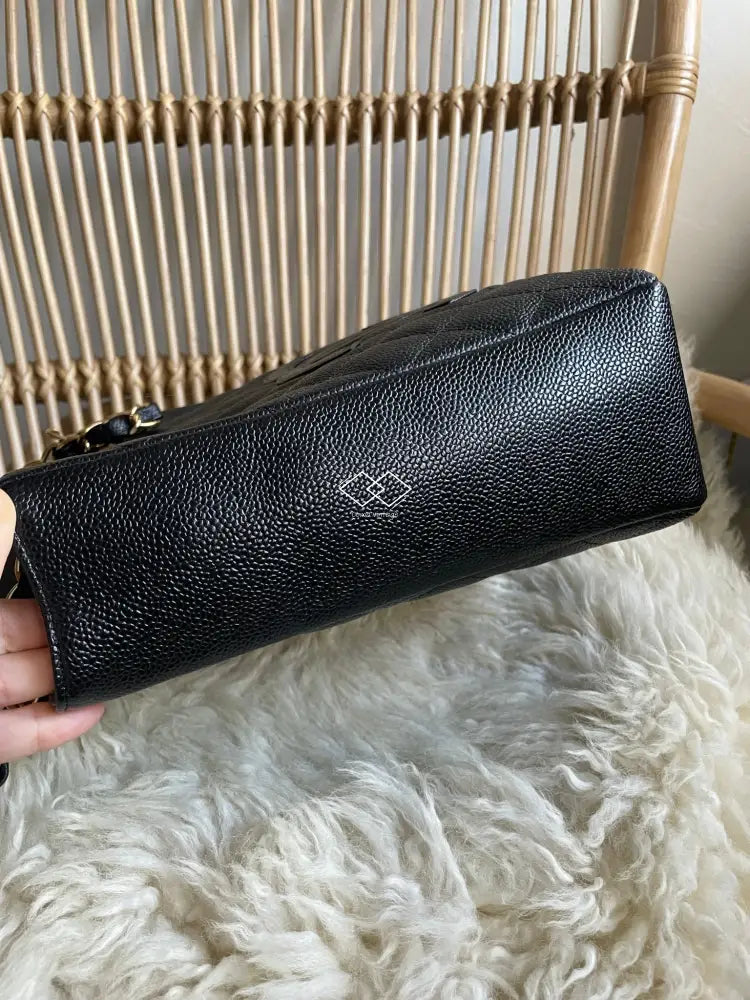 Chanel Pst Black Caviar Tote Gold Hardware - Full Set