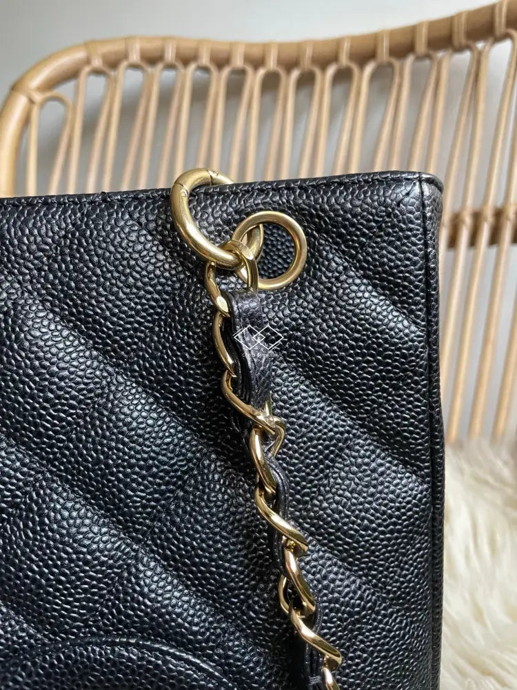 Chanel Pst Black Caviar Tote Gold Hardware - Full Set