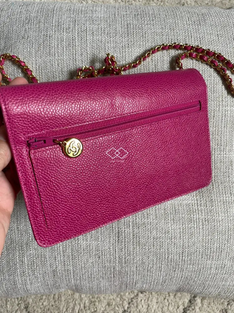 Chanel Speckled Fuchsia Caviar Wallet On Chain (Woc) 24Kghw