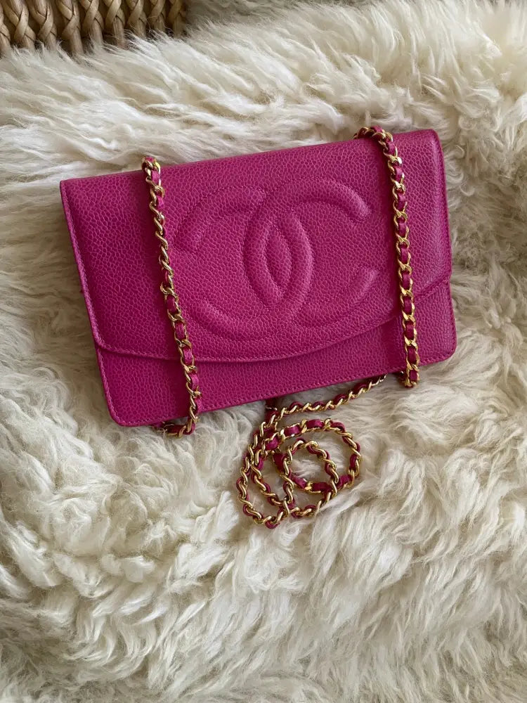Chanel Speckled Fuchsia Caviar Wallet On Chain (Woc) 24Kghw