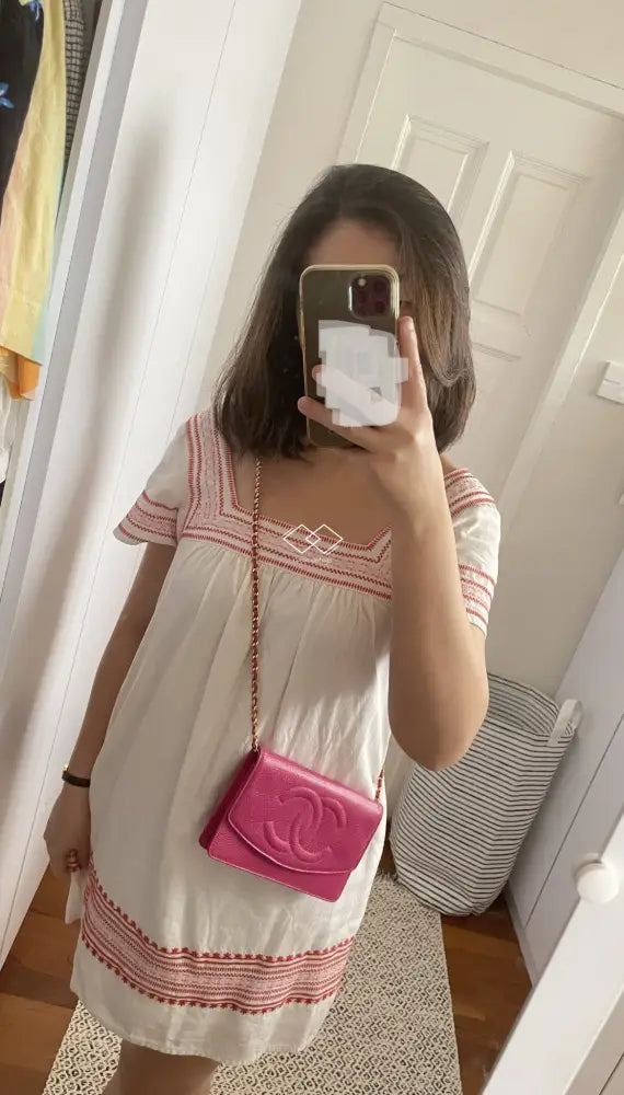 Chanel Speckled Fuchsia Caviar Wallet On Chain (Woc) 24Kghw