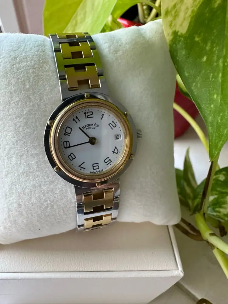 Hermes Clipper Duo Tone Ladies Watch With Date