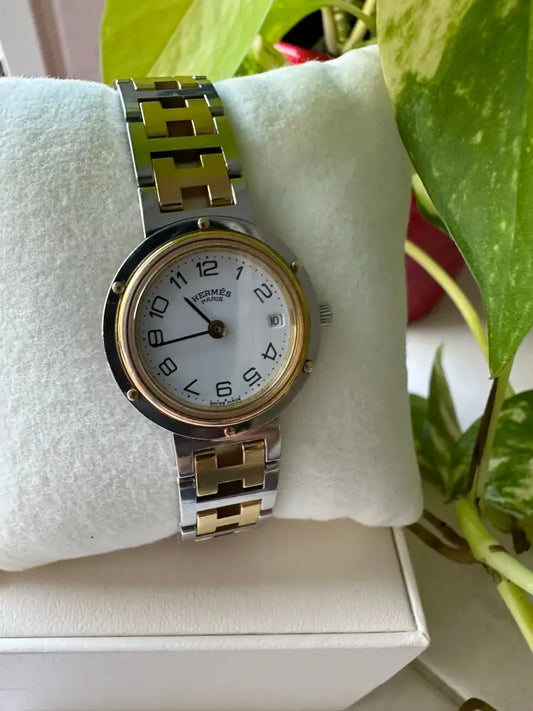 Hermes Clipper Duo Tone Ladies Watch With Date