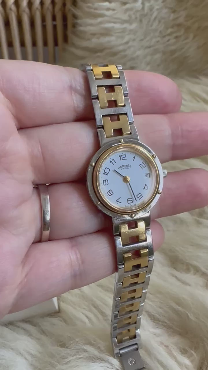 Hermes, Accessories, Hermes Clipper Date Two Tone Watch