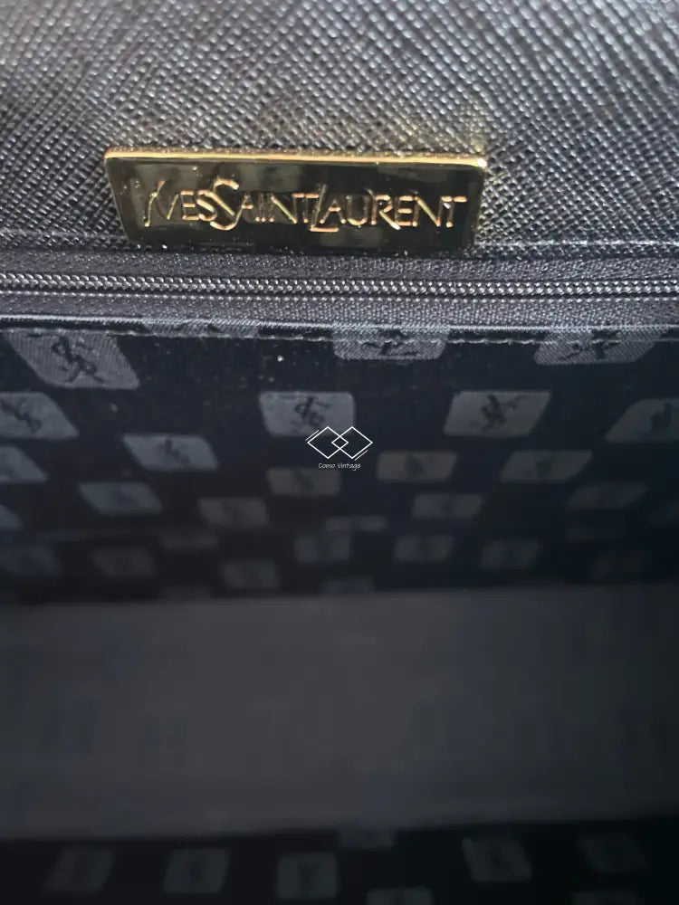 Ysl Black Grained Shiny Leather Top Handle