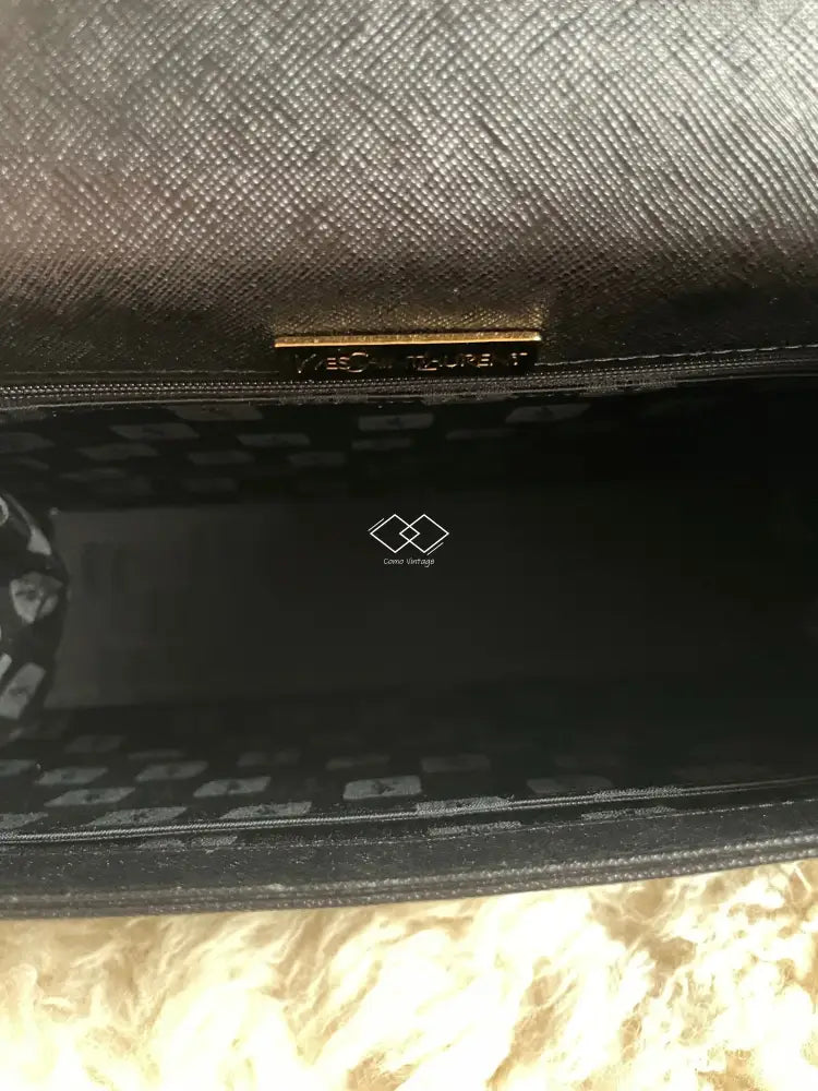 Ysl Black Grained Shiny Leather Top Handle