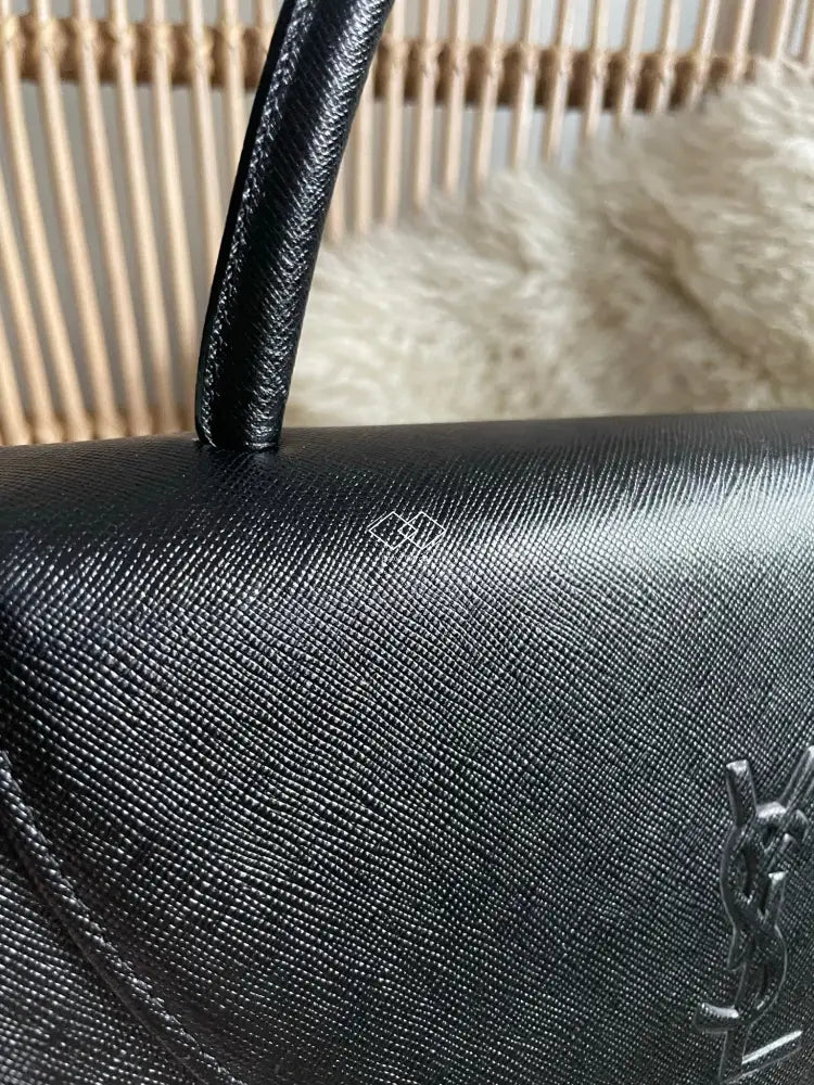 Ysl Black Grained Shiny Leather Top Handle
