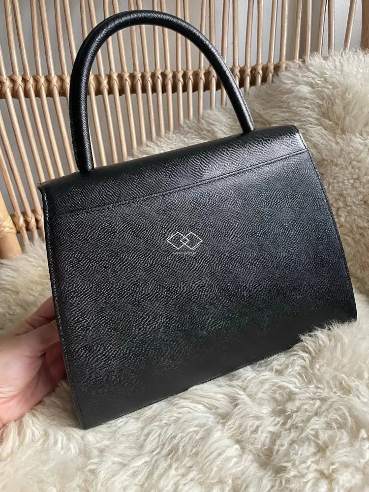 Ysl Black Grained Shiny Leather Top Handle